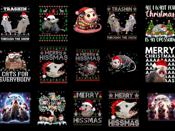 15 opossum christmas shirt designs bundle for commercial use part 1 amz, opossum christmas t-shirt, opossum christmas png file, opossum chri