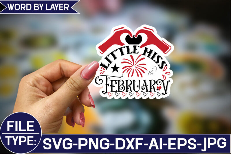 Little Miss February Sticker SVG Design
