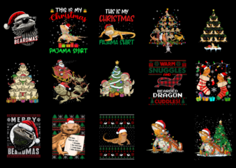 15 Bearded Dragon Christmas Shirt Designs Bundle For Commercial Use Part 1 AMZ, Bearded Dragon Christmas T-shirt, Bearded Dragon Christmas p