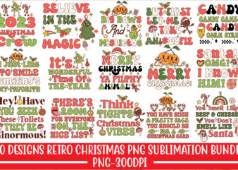 Retro Christmas PNG Sublimation Bundle,20 Designs,on Sell Design,Big Sell Design,Png Bundle,Christmas T-shirt Designs