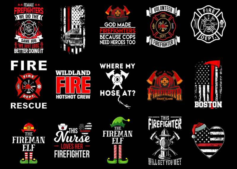 15 Fireman Shirt Designs Bundle For Commercial Use Part 1, Fireman T-shirt, Fireman png file, Fireman digital file, Fireman gift, Fireman do