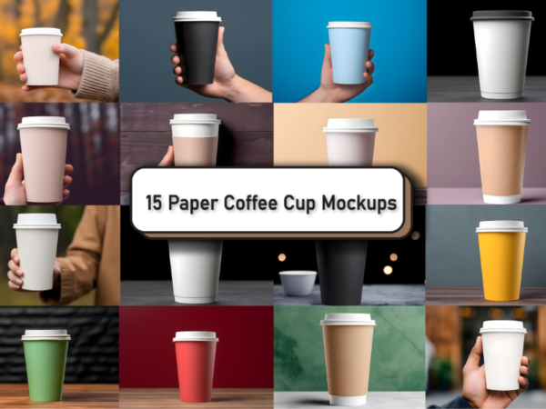 Paper coffee cup mockup bundle t shirt illustration