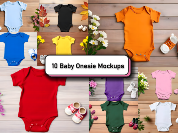 Baby onesie bodysuit mockup bundle t shirt template