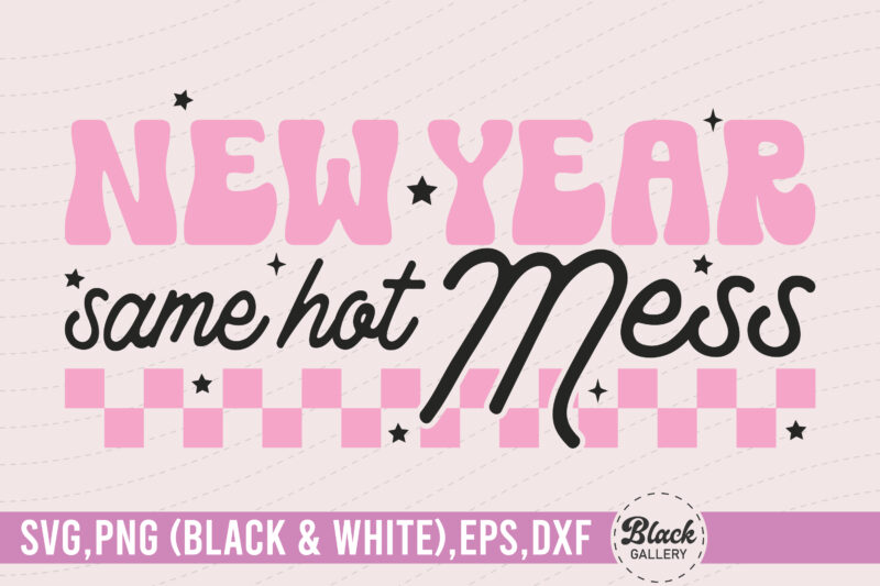 Retro Pink New Year Quote SVG