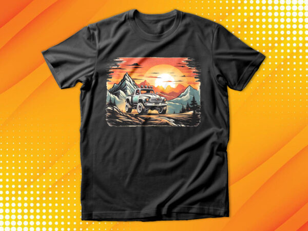 Monster truck sunset t-shirt