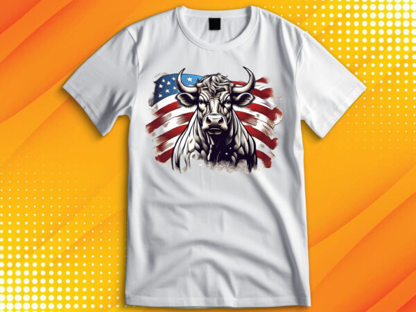 American patriot bull cow t-shirt