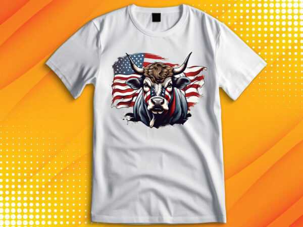 American patriot bull cow t-shirt