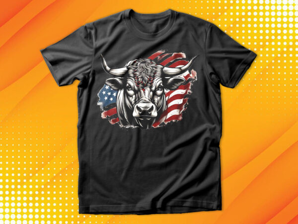 American patriot bull cow t-shirt