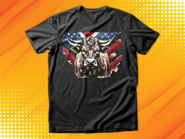 American patriot bull cow t-shirt