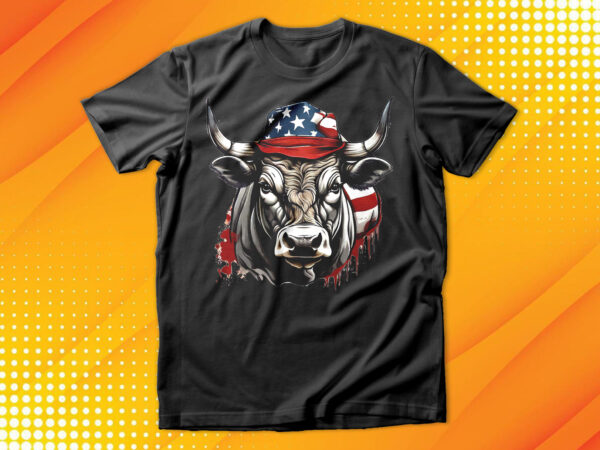 American patriot bull cow t-shirt