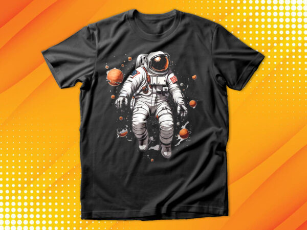 Astronaut swimming in galaxy t-shirt