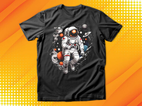 Astronaut swimming in galaxy t-shirt