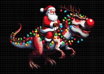 Funny Santa Riding A Reindeer Dinosaur Christmas Png, Santa Christmas Png, Santa Png, Dinosaur Xmas Png