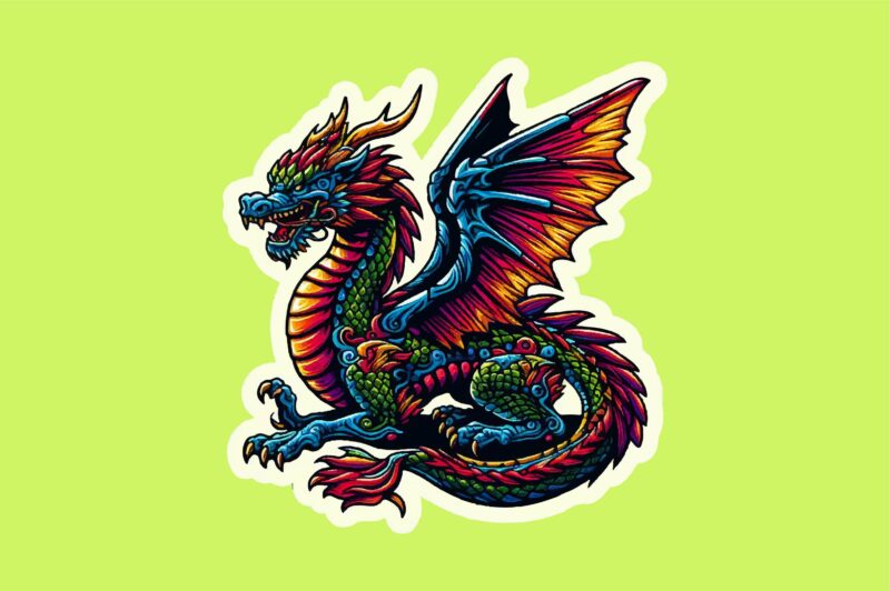 Dragon colorful sticker PNG Sublimation