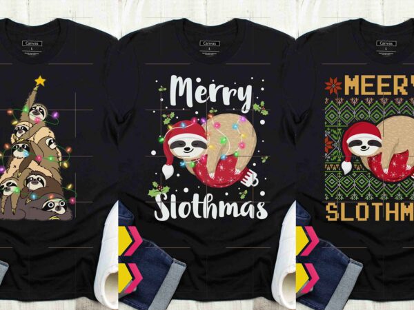 Bundle sloth christmas 3 design png ugly sweater shirt
