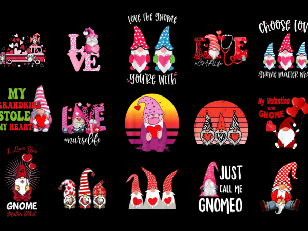 15 valentine gnome shirt designs bundle for commercial use part 2, valentine gnome t-shirt, valentine gnome png file, valentine gnome digita