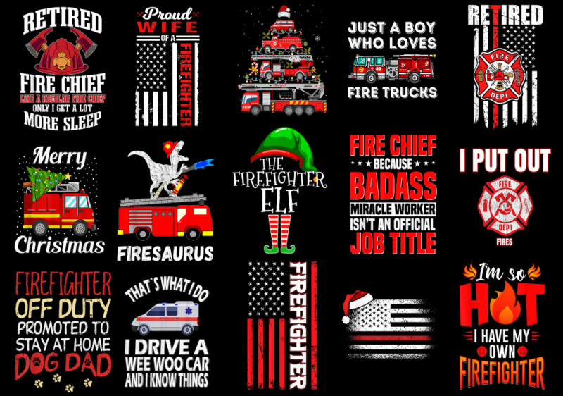 15 Fireman Shirt Designs Bundle For Commercial Use Part 2, Fireman T-shirt, Fireman png file, Fireman digital file, Fireman gift, Fireman do