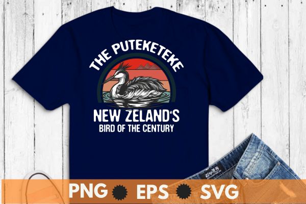 The puteketeke new zealand’s bird of the century t-shirt design vector, zealand’s, puteketeke, bird, century, funny, long, sleeve, t-shirt,