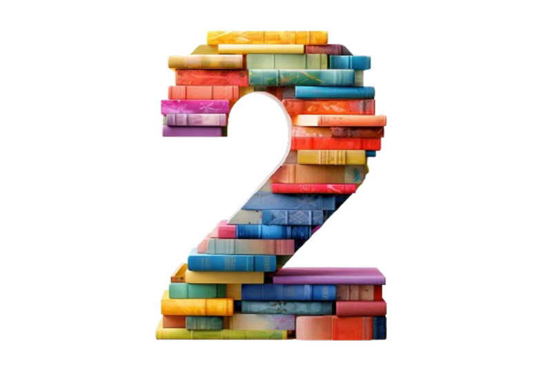 Number – 2 made of books isolated