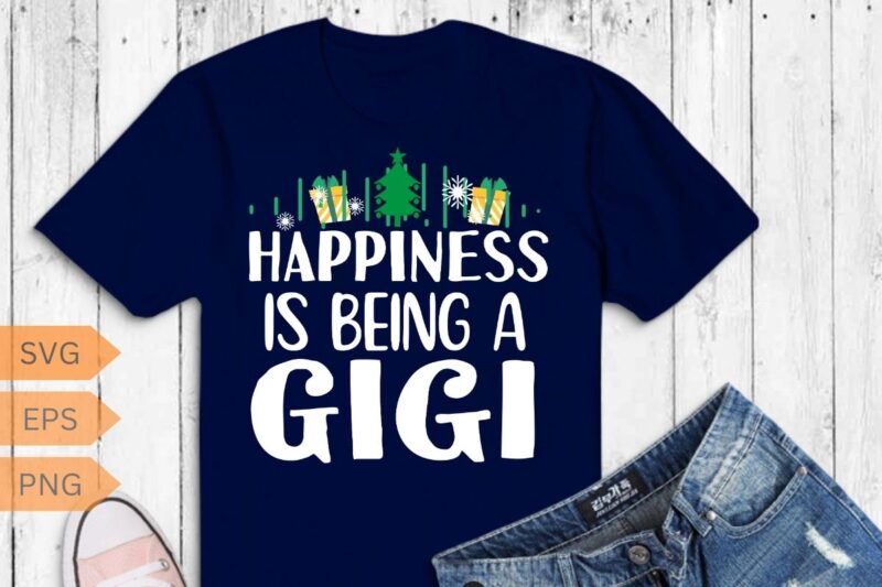 Happiness Is Being A Gigi Christmas Tree Grandma T-Shirt design vector, Happiness Is Being A Gigi, Christmas Tree, Grandma, for grandson