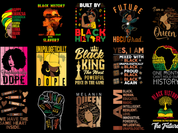 15 black history month shirt designs bundle for commercial use part 2, black history month t-shirt, black history month png file, black hist