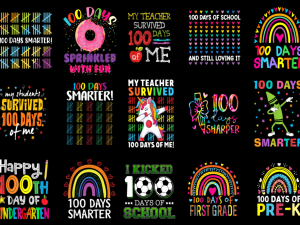 15 100 days of school shirt designs bundle for commercial use part 9, 100 days of school t-shirt, 100 days of school png file, 100 days of s