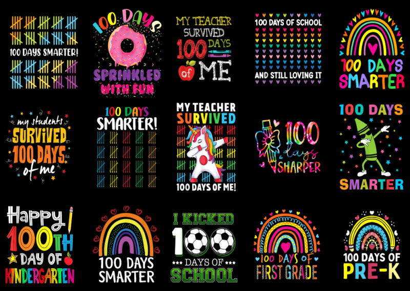 15 100 Days of School Shirt Designs Bundle For Commercial Use Part 9, 100 Days of School T-shirt, 100 Days of School png file, 100 Days of S