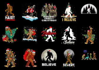 15 Bigfoot Christmas Shirt Designs Bundle For Commercial Use Part 2, Bigfoot Christmas T-shirt, Bigfoot Christmas png file, Bigfoot Christma