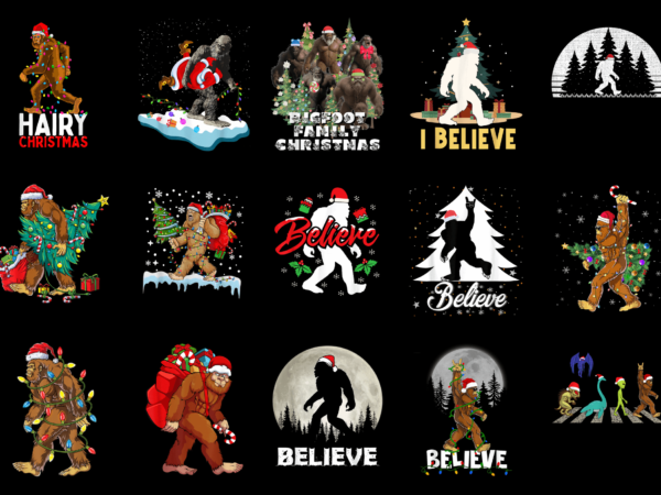 15 bigfoot christmas shirt designs bundle for commercial use part 2, bigfoot christmas t-shirt, bigfoot christmas png file, bigfoot christma