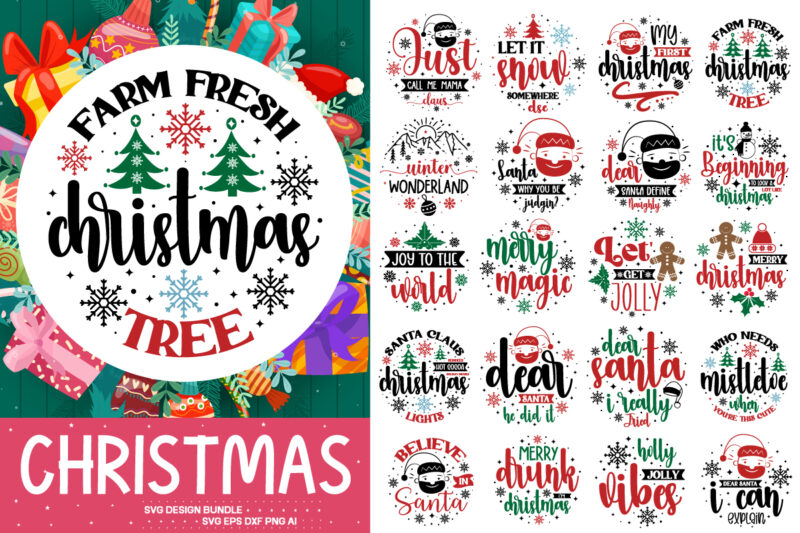 Christmas T-shirt Bundle,Christmas Round Sign Svg Bundle ,75 Christmas Svg Bundle, Funny Christmas Sign Design