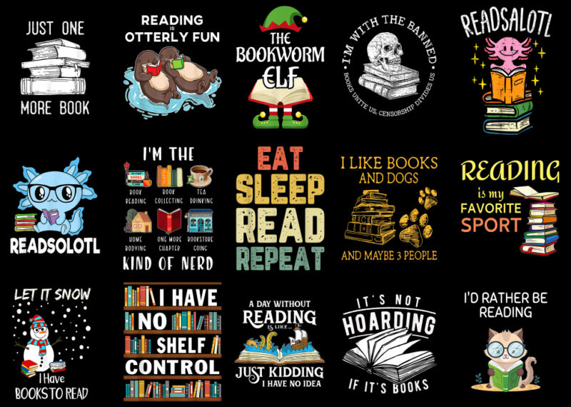 15 Reading Shirt Designs Bundle For Commercial Use Part 2, Reading T-shirt, Reading png file, Reading digital file, Reading gift, Reading do