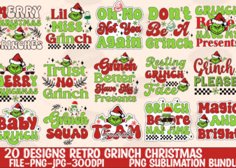 Grinch Christmas T-shirt Bundle,Lady Grinch PNG,Santa Grinch PNG , Barbie Grinch ,Green Girl Grinch , Christmas Grinch PNG , Grinch Decor, S