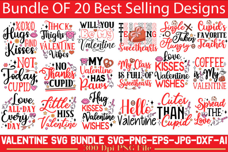 Valentine’s day t-shirt design bundle, happy valentine’s day t-shirt design, valentine svg bundle, valentine’s day sublimation png, love