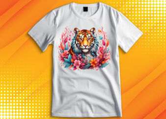 Tiger Wildlife Flora T-Shirt