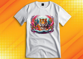 Tiger Wildlife Flora T-Shirt