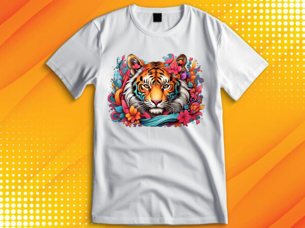Tiger wildlife flora t-shirt