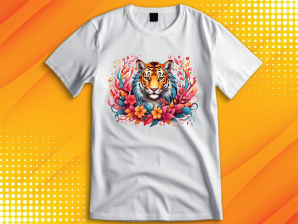 Tiger wildlife flora t-shirt