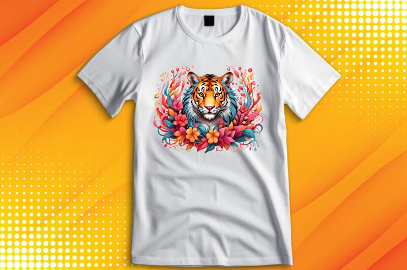 Tiger Wildlife Flora T-Shirt