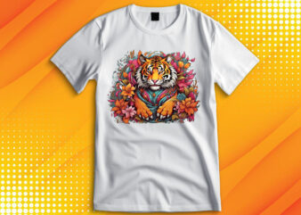 Tiger Wildlife Flora T-Shirt