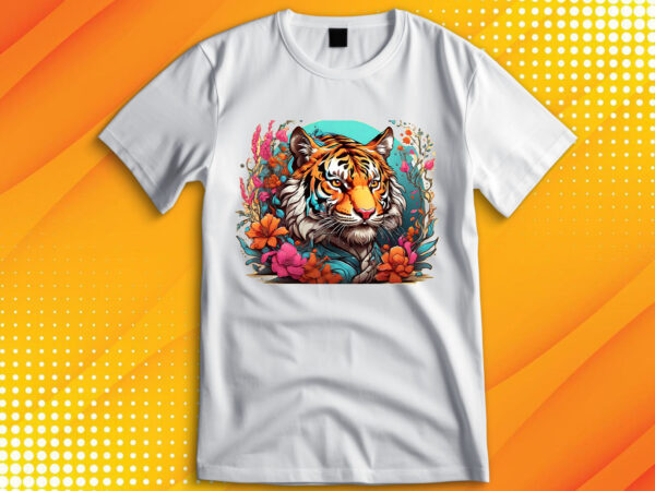 Tiger wildlife flora t-shirt