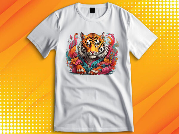 Tiger wildlife flora t-shirt