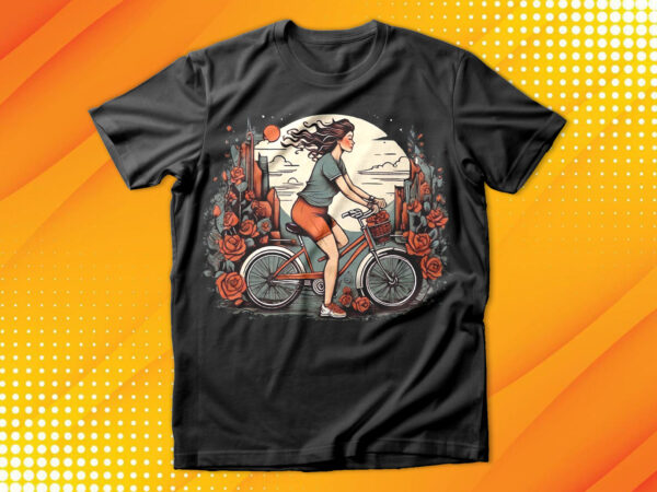 Girl cycle with flowers t-shirt