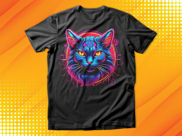 Neon cat t-shirt