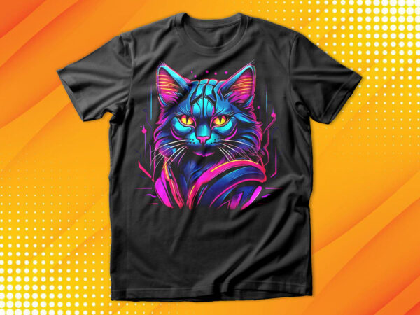 Neon cat t-shirt