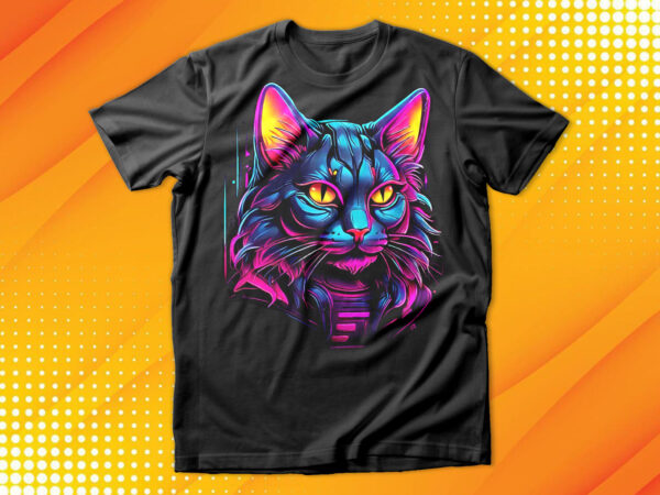 Neon cat t-shirt