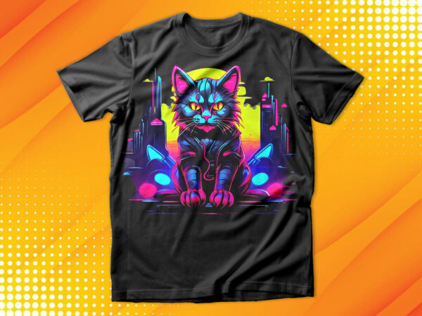 Neon cat t-shirt