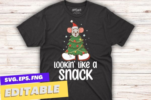 Looking Like A Snack Funny Mouse Vintage Christmas T-Shirt design vector, christmas, cute, gus, funny, snack, mouse, vintage, t-shirt