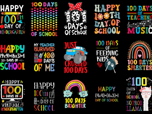 15 100 days of school shirt designs bundle for commercial use part 10, 100 days of school t-shirt, 100 days of school png file, 100 days of