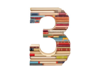 Number – 3 made of books isolated