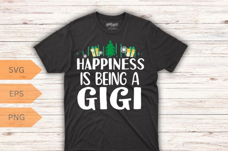 Happiness Is Being A Gigi Christmas Tree Grandma T-Shirt design vector, Happiness Is Being A Gigi, Christmas Tree, Grandma, for grandson